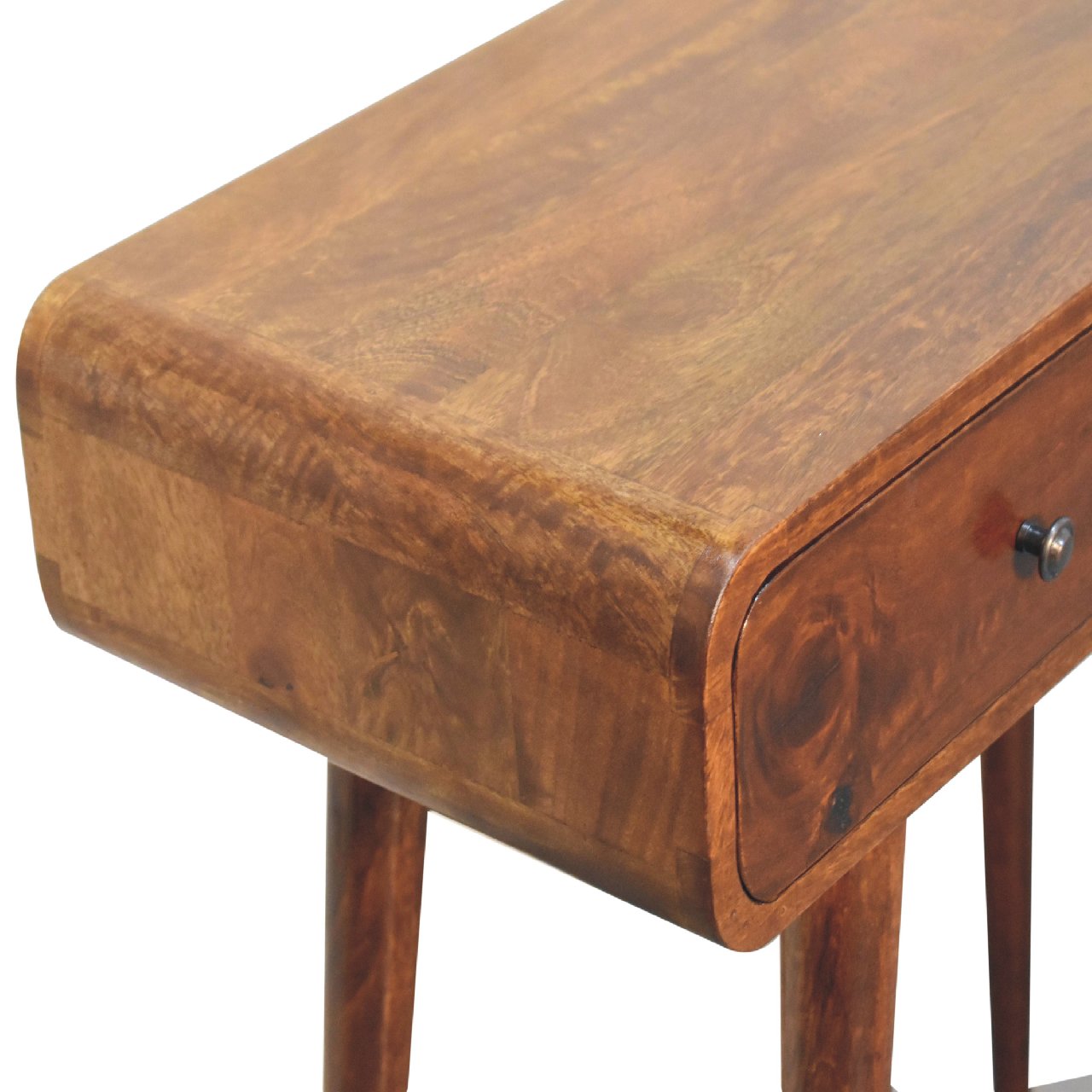 Solid Mango Wood Chestnut Curved Hallway Table