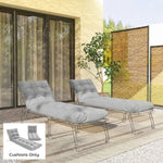 Outsunny Sun Lounger Cushions Only, Sunbed Replacement Pads With 4 Ties
