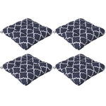 Set Of 4 Outdoor Seat Cushion W/ Ties, For Garden Furniture | Blue