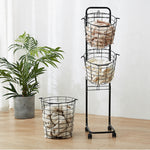 3-tier Iron Rolling Laundry Basket With Wheels