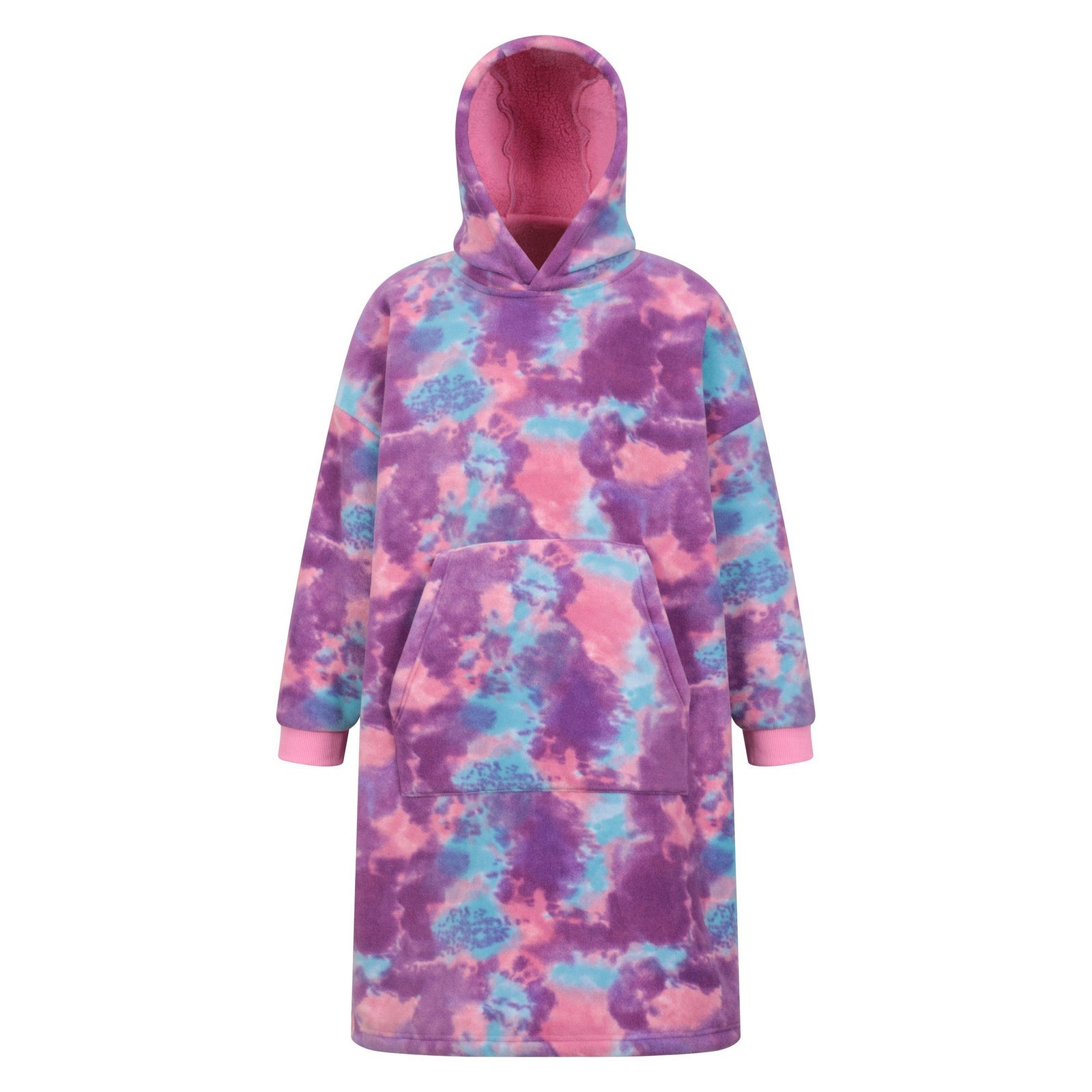 Childrens/kids Snug Borg Lined Hoodie Blanket | One Size | Pink