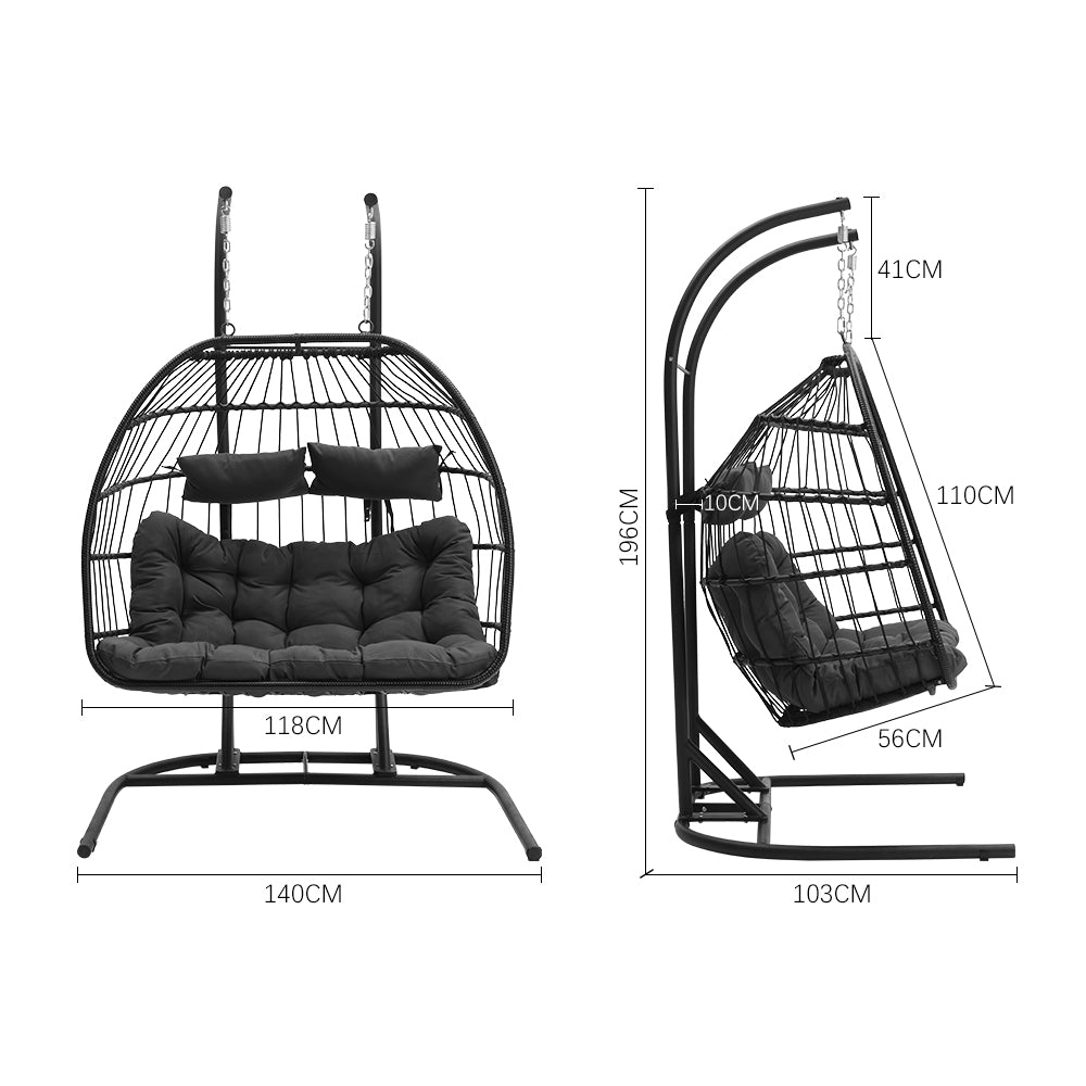 Garden Sanctuary Outdoor Hanging 2-seater Egg Chair