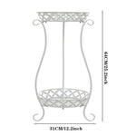 2 Tier White Tall Vintage Metal Plant Stand Indoor Outdoor Corner Plant Pot Holder 64cm H Decorative Flower Shelf | White