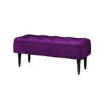 Velvet Upholstered Storage Bench With Button-tufted Seat And Rubberwood Legs | Dark Purple