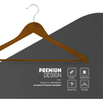 20 Pack Wooden Clothes Hangers With Non Slip Bar | Brown