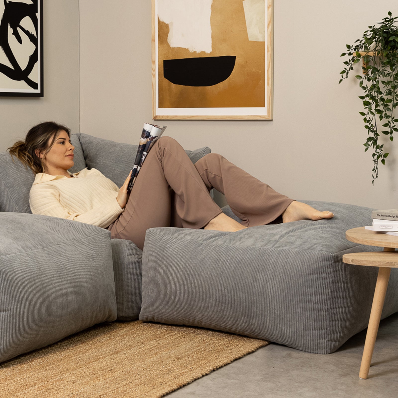 Tetra Cord 4pc Sofa Set | Charcoal