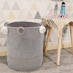 Cotton Rope Basket Woven Laundry Blanket Toy Basket Organizer | Grey