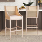 Set Of 2 Modern Upholstered High Bar Stools | Beige