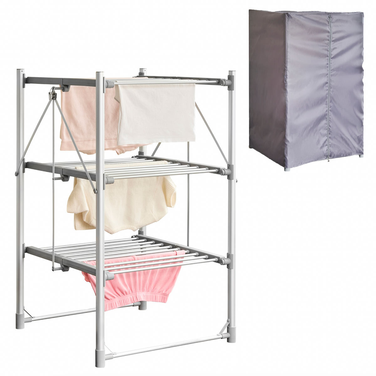 3-tier Heated Clothes Airer With Digital Timer, 3 Heats & Cover