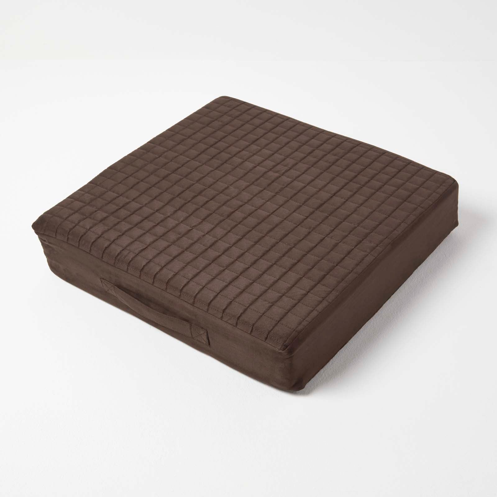 Quilted Polyester Armchair Booster Cushion Cover | 50cm x 50cm | Chocolate