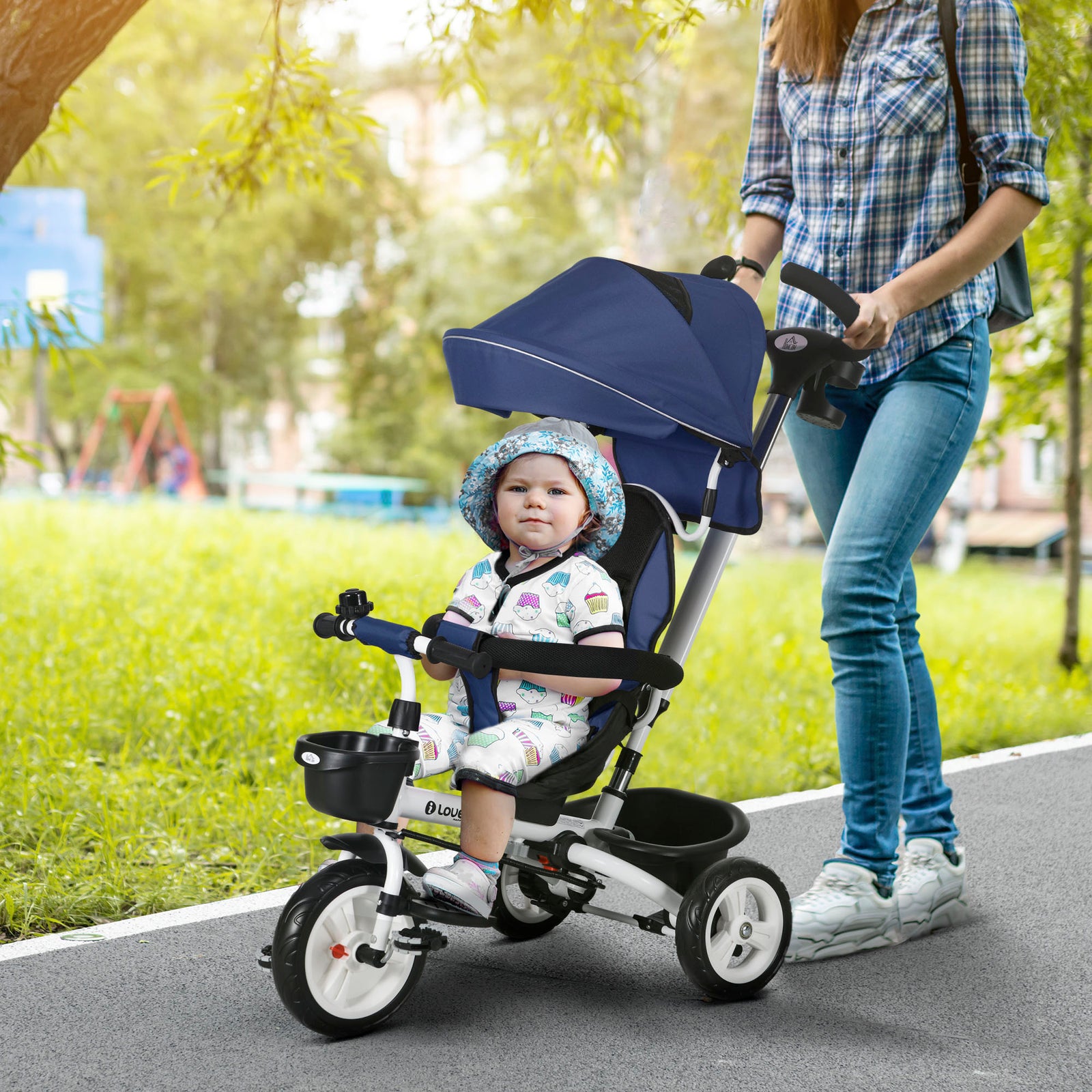 6 In 1 Trike For Toddler 1-5 Years With Parent Handle | Dark Blue