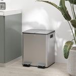 2 X 20l Dual Kitchen Bin Pedal Bin For Recycling And Waste | One Size | Silver