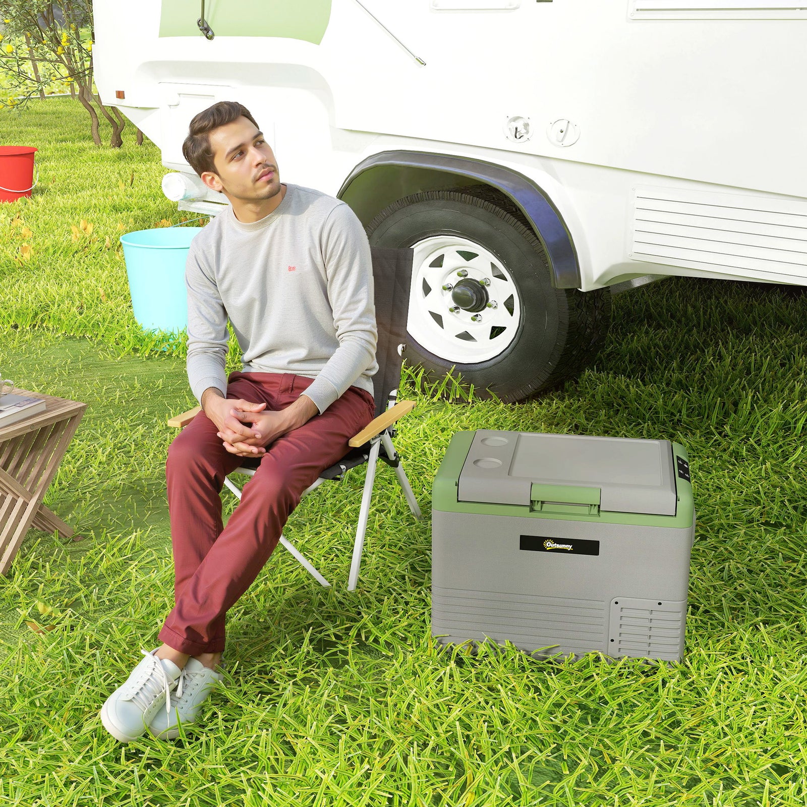 Car Refrigerator, Portable Compressor Car Fridge Freezer | Medium | Light Green