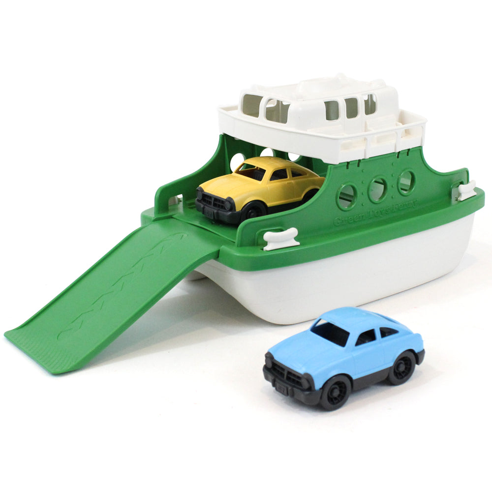 Green Ferry Boat With Cars, Made From 100% Recycled Plastic