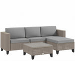 Rattan Garden Furniture Set W/ Corner Sofa, Table, Cushion | Brown