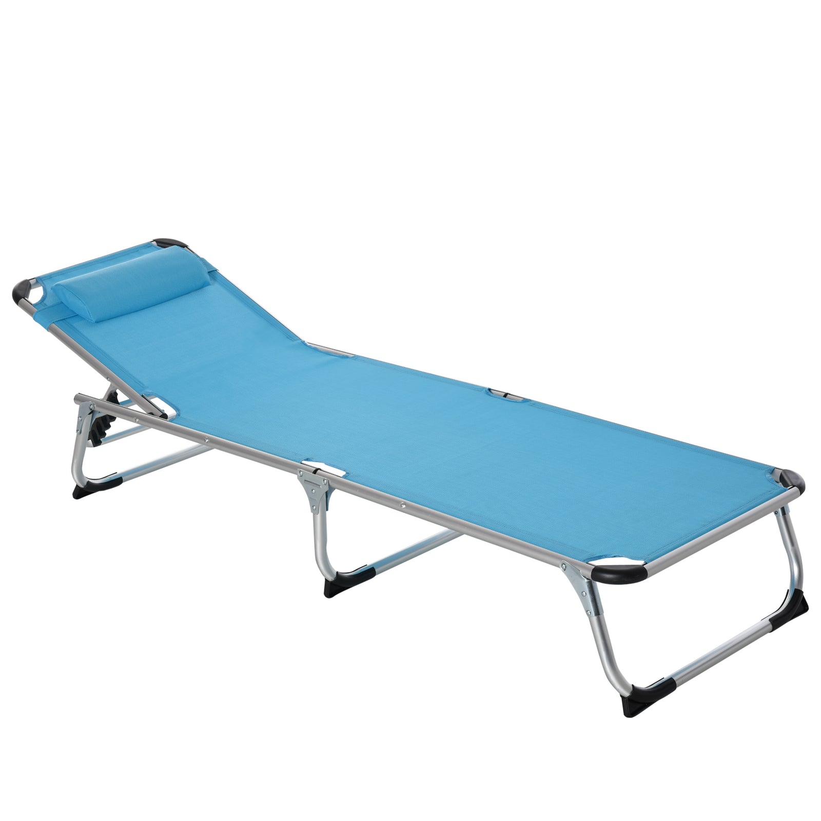 Folding Outdoor Lounger W/ Pillow | Blue