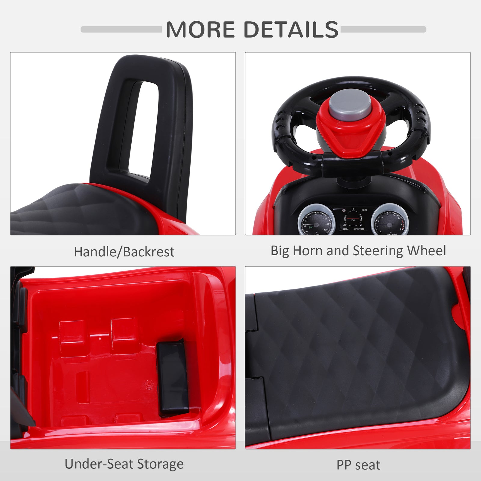 3-in-1 Ride On Car Foot To Floor Slider Toddler W/ Horn Steering | Red