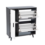 Greenhurst Shoe Storage Cabinet With Side Cupboard, Wooden Grey/White H86 X W75cm