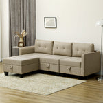 Convertible Modular Sectional Sofa With Storage Wood Frame | Large | Brown