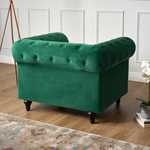 Chesterfield Scroll Arm Velvet Sofa 1 Seater | Emerald