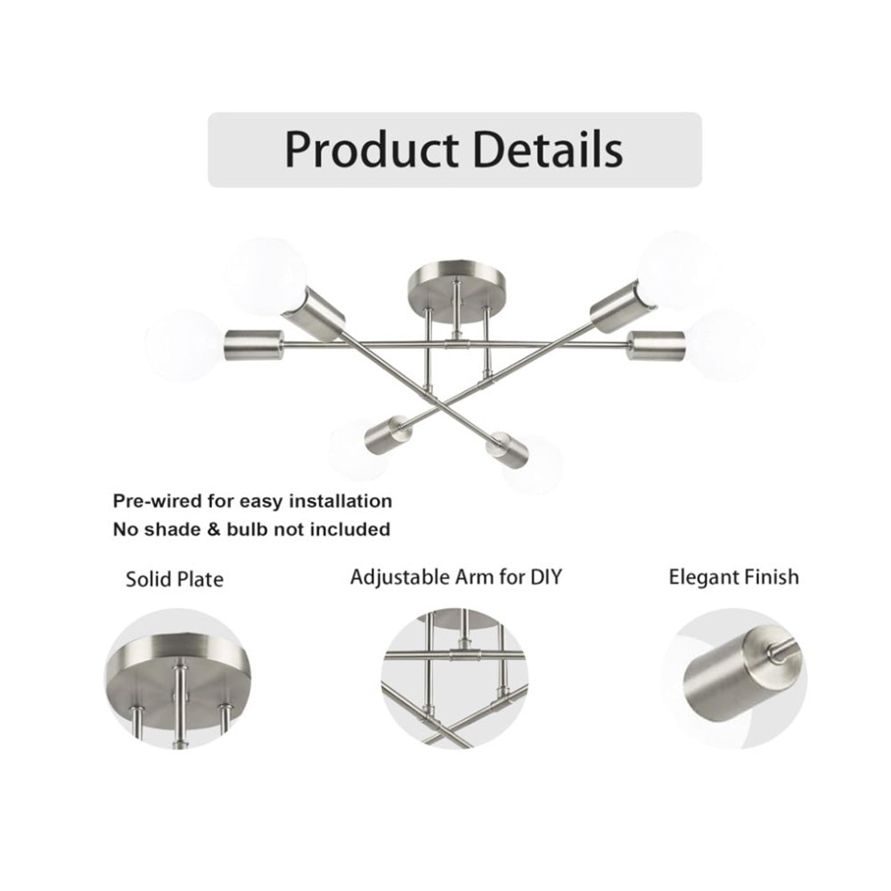 Bath Plus TB+ Modern 6-light E27 Semi-flush Mount Ceiling Light