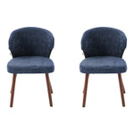 Set Of 2 Upholstered Chenille Dining Chairs With  Backrest And Solid Oak Legs – Comfortable | Blue