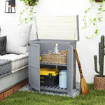 Wooden Garden Storage Shed W/hinged Roof And Shelf