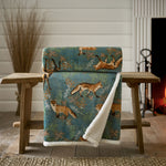 Snuggle Warm Fleece 140x180cm Throw Fox & Deer Green