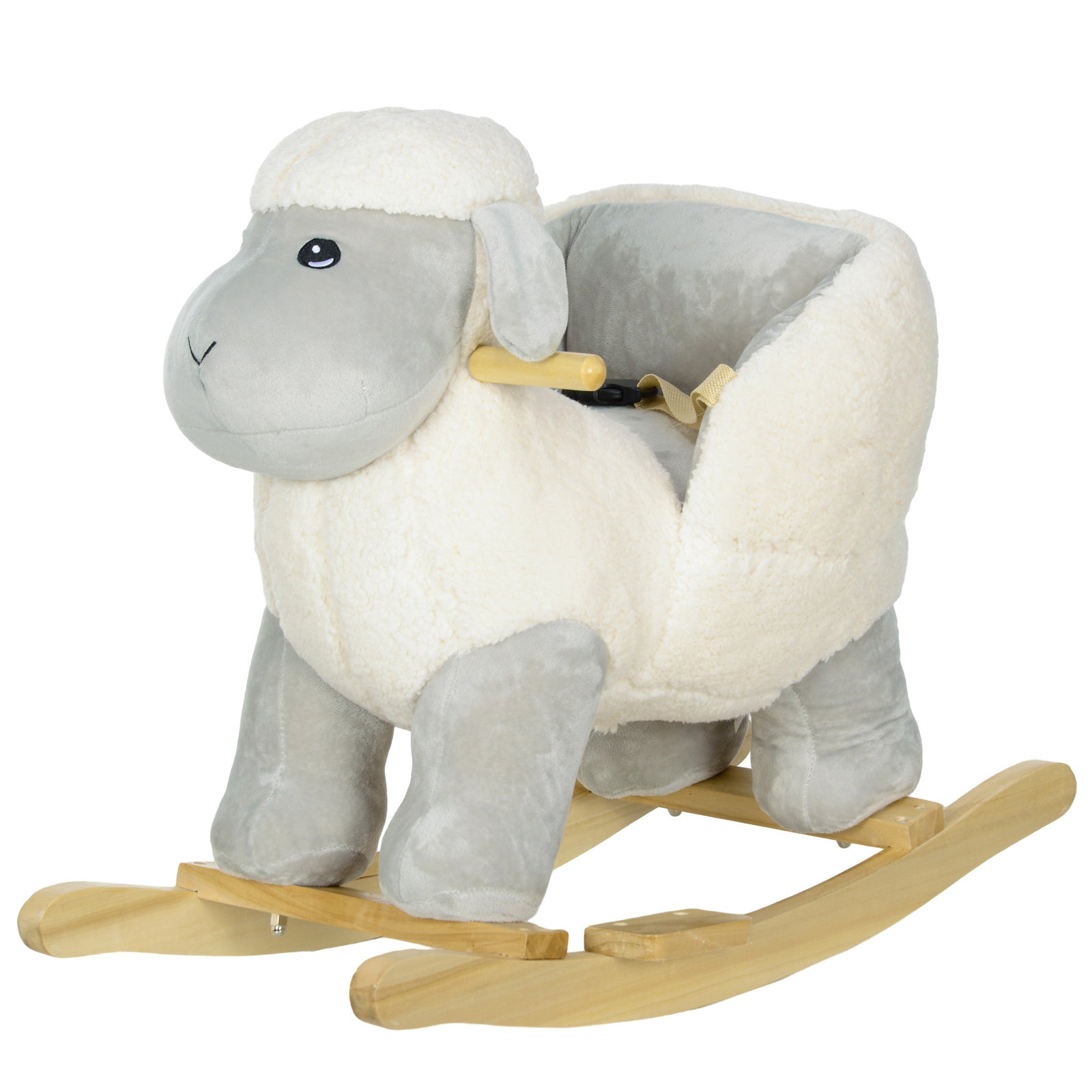 Baby Rocking Horse With Safety Belt, Sound, For 1-3 Years, Grey