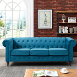 Pelham 207cm Wide Velvet Fabric 3 Seat Chesterfield Sofa | 3 | Teal