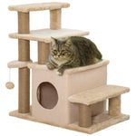Dog Steps For Bed 4 Step Pet Stairs Cat House With Detachable Cover | Beige