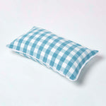 Block Check Cotton Gingham Cushion Cover | 30cm x 50cm | Blue