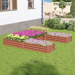 U-shaped Raised Garden Bed Metal Planter Box With 5 Compartments | Brown
