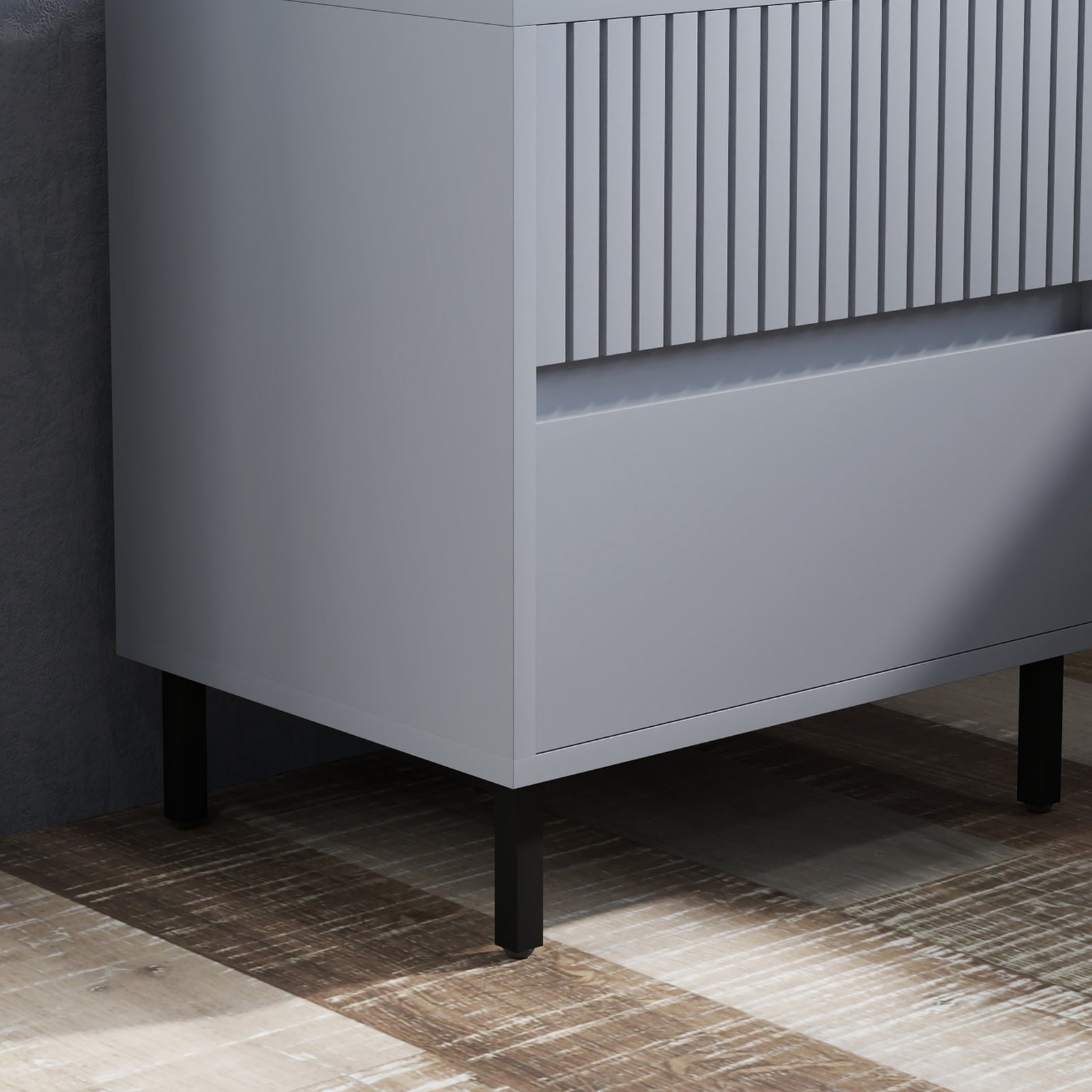 Bedside Table With 2 Drawers And Steel Legs For Bedroom | One Size