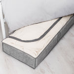 Set Of 2 Grey Linen Printed Underbed Storage Bag With Viewing Panel