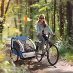 18m+ 2-seat Child Bike Trailer For Kid W/ Steel Frame Seat Belt | Blue