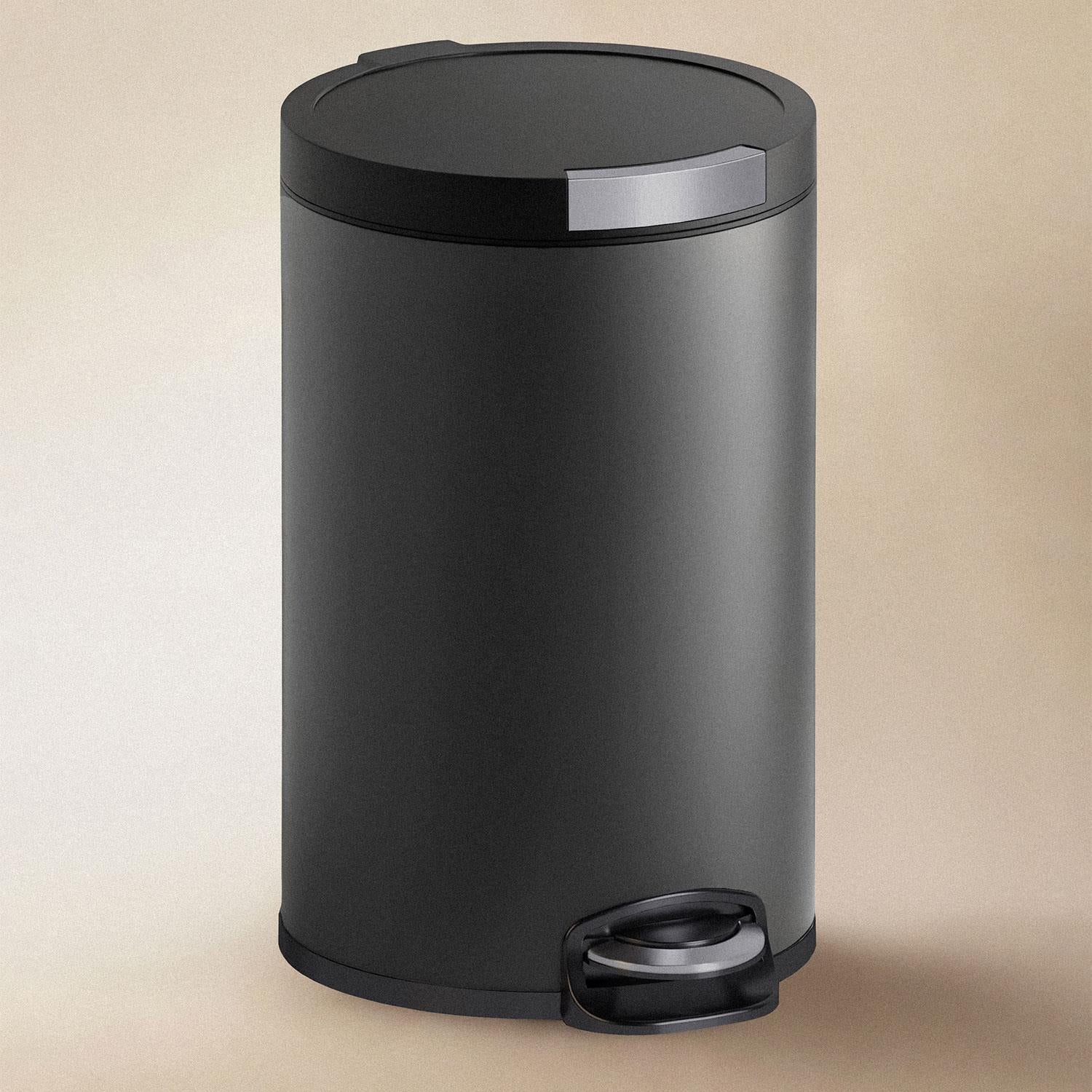 Bathroom Bin 5l, Pedal, Soft-close, Matt Black, Architect Collection