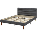 Single/double/king Upholstered Bed Frame With Wooden Slat | King