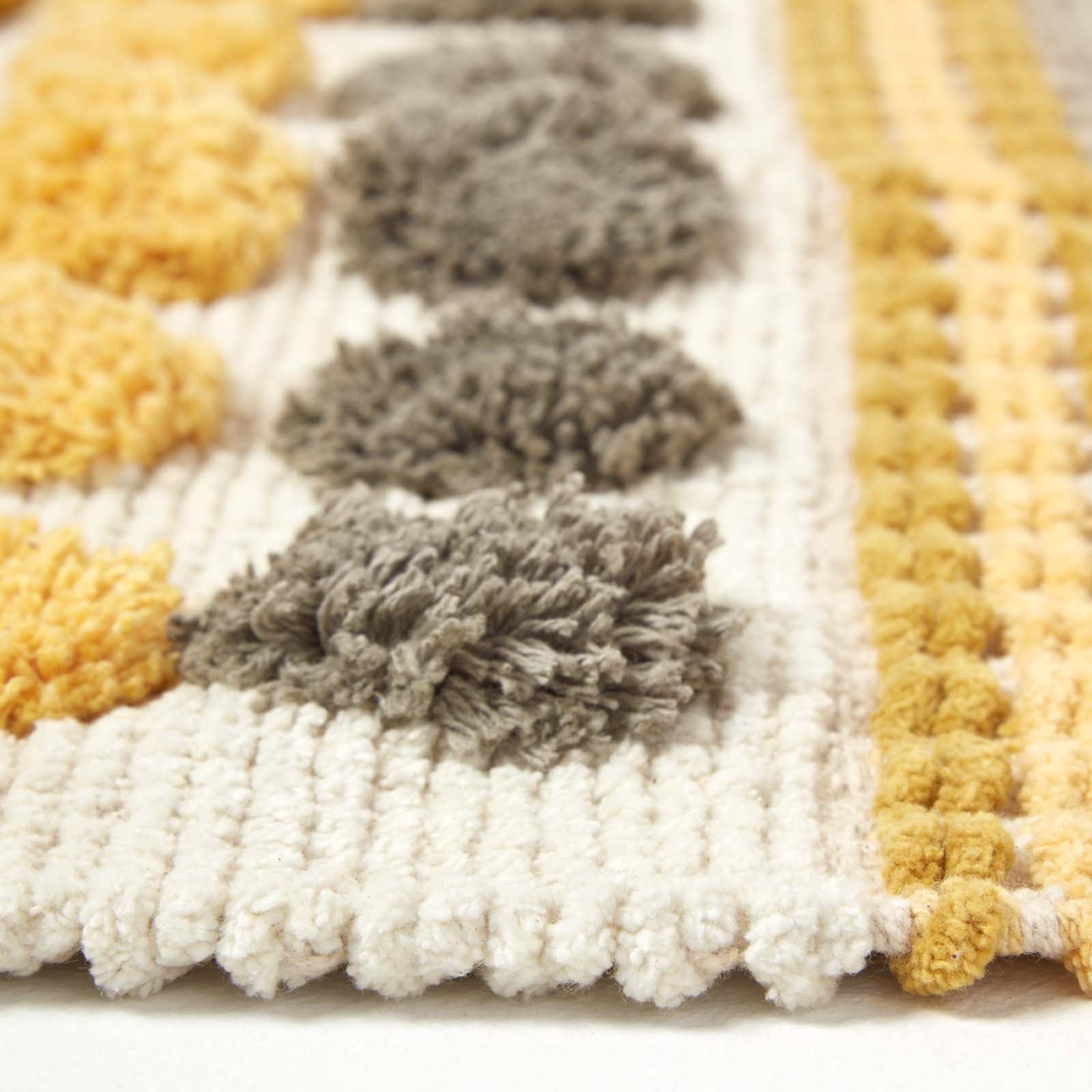 Cotton Chenille Striped Tufted Circle Rug | 200cm | Mustard