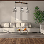 Acero Pendant Lamp 3xe27 This Hand Made Industrial Style Lamp Is Hand Made From Sleek Black Steel And Natural Dark Wood