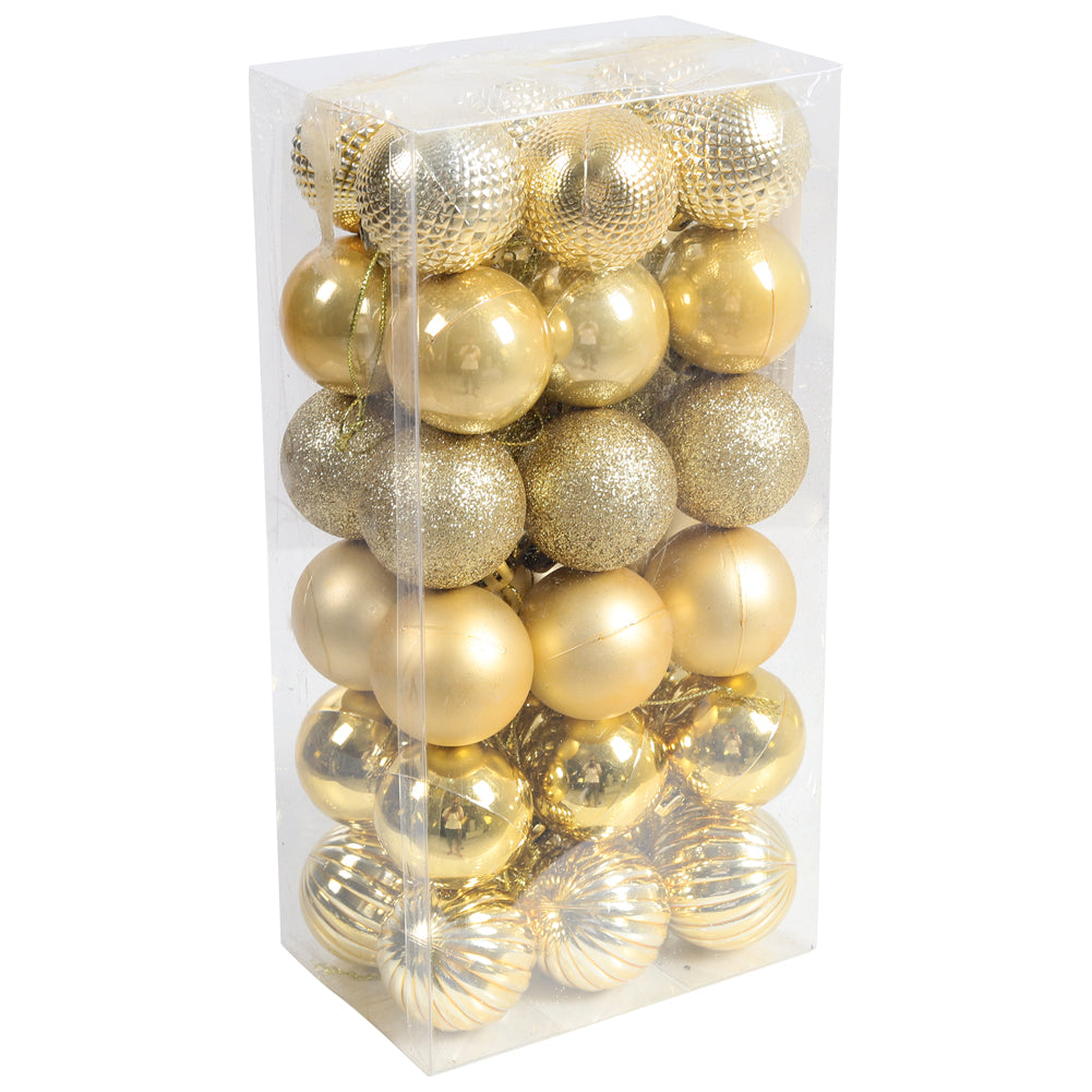 36 Pieces Xmas Ball Ornament Christmas Tree Deluxe Bauble Set | Gold