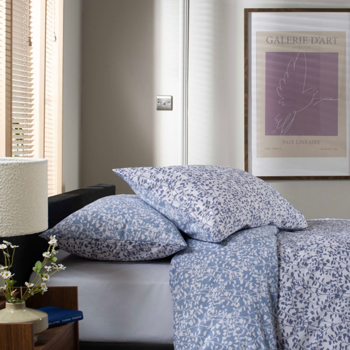 Elsie Cotton Printed Duvet Cover Set | King | Blue
