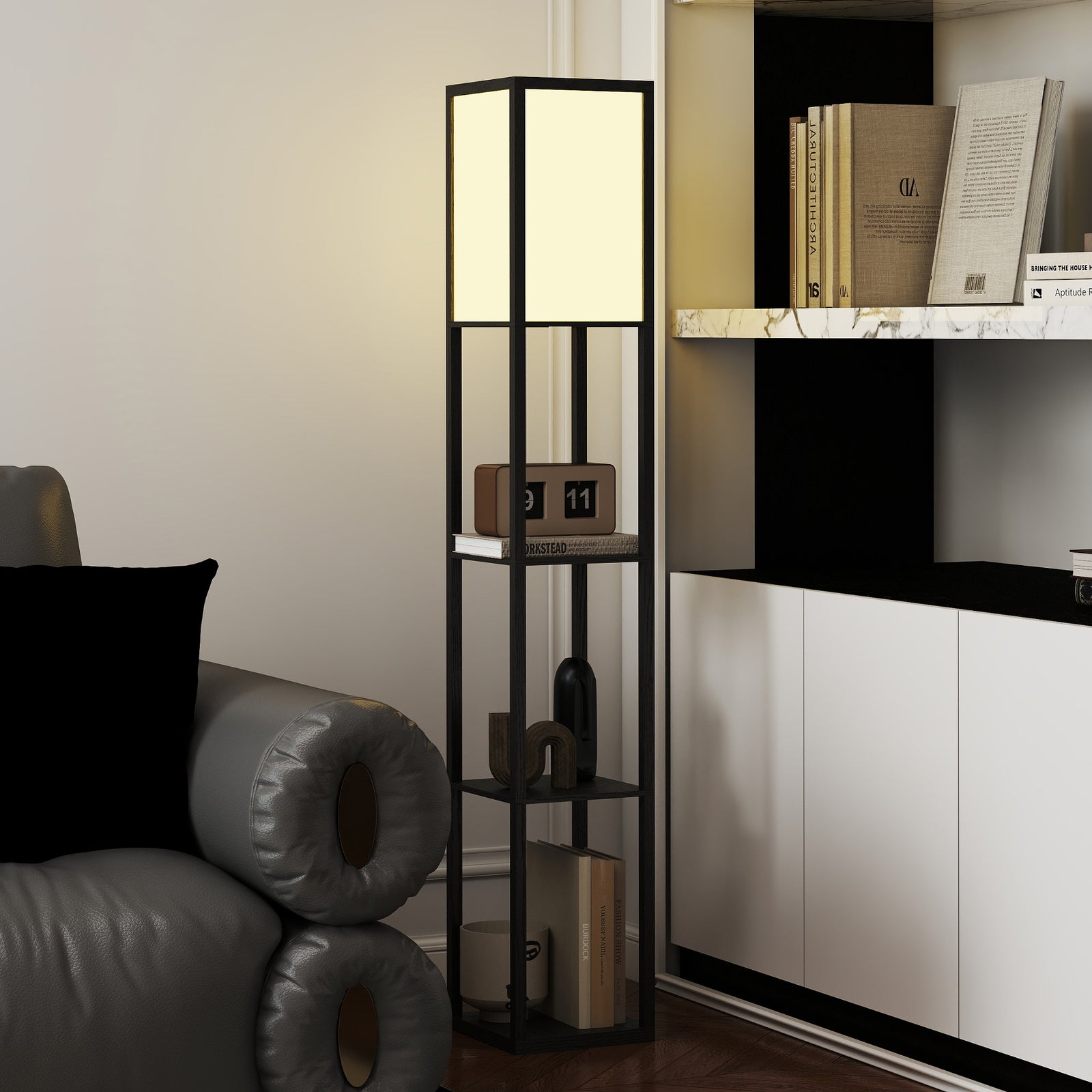 HOMCOM 3-tier Floor Lamp, Bulb Not Included, Black