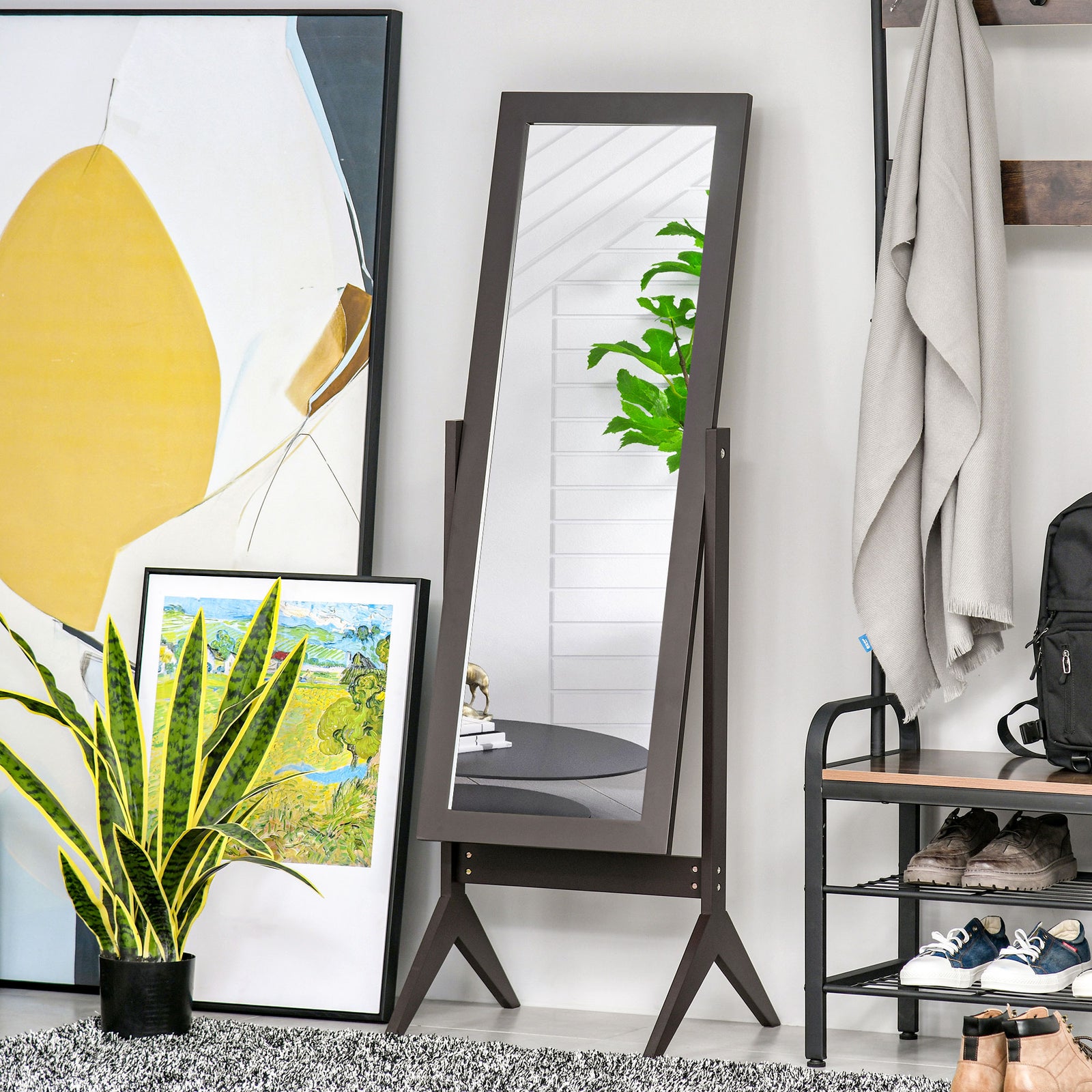 Freestanding Dressing Mirror 148x47cm Adjustable Angle | One Size | Brown