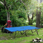 Double Camping Folding Cot Outdoor Portable Sleeping Bed | Blue