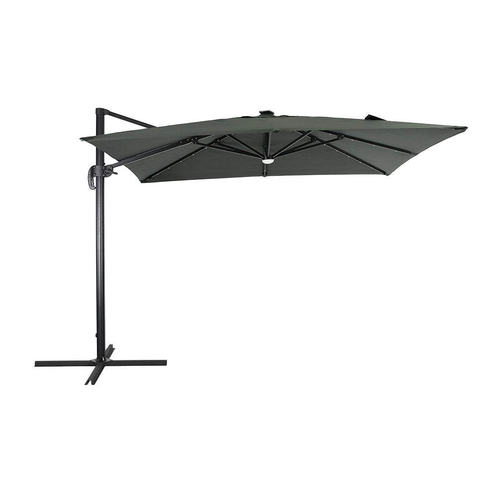 Square Cantilever Parasol With Solar-powered Led Lights | One Size | Dark Grey