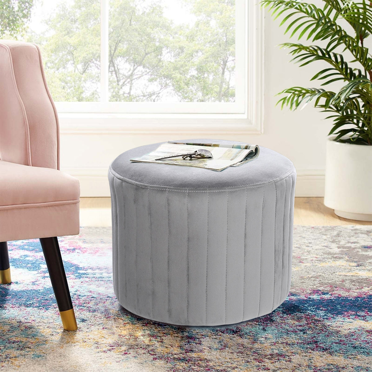 Breeins Upholstered Footstool With Anti-slip Foot Pads