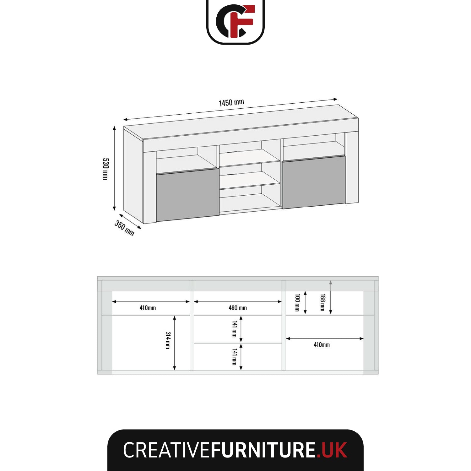 Pulse Tv Unit 145cm With Led Lights | Natural Oak