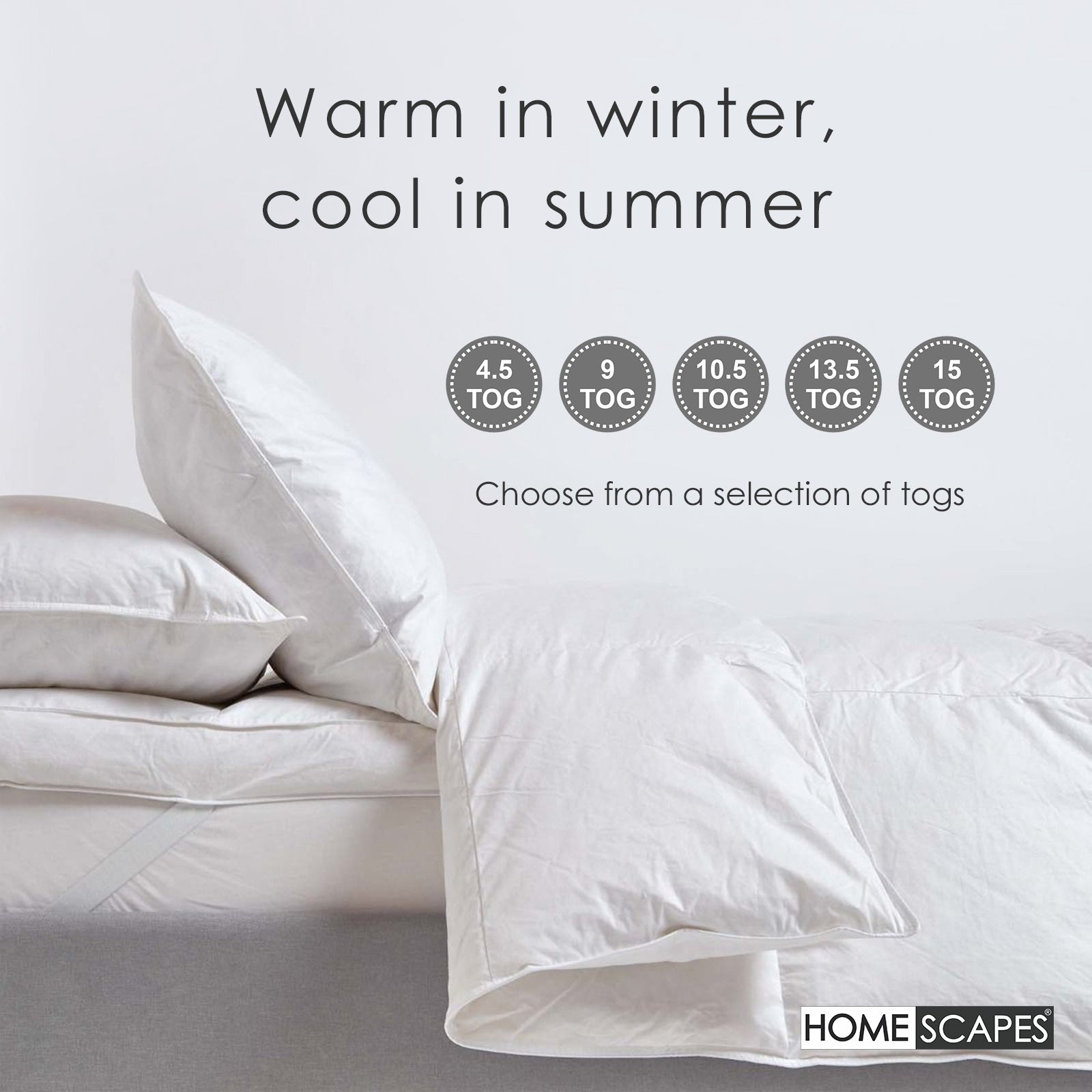 Goose Feather And Down 4.5 Tog Summer Duvet | Super King | White