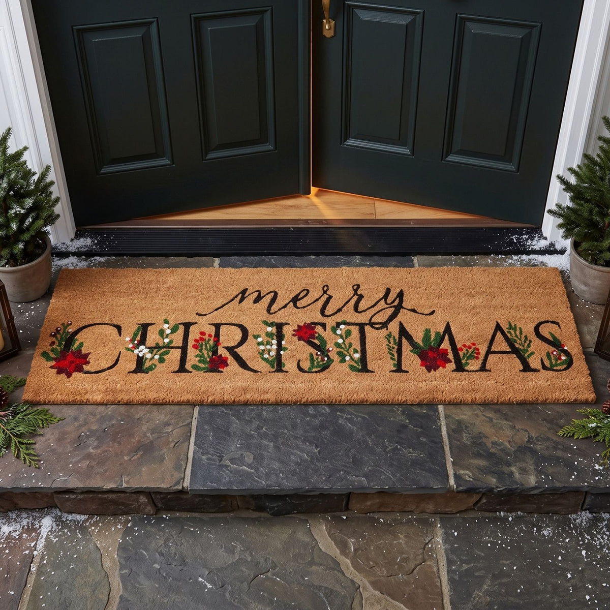 Extra-wide Coir Merry Christmas Doormat, 120 X 40cm